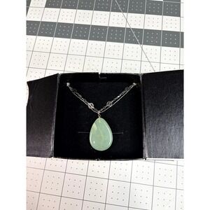 Personal Accents Green Teardrop Stone Double Strand Necklace Silver Tone 22"